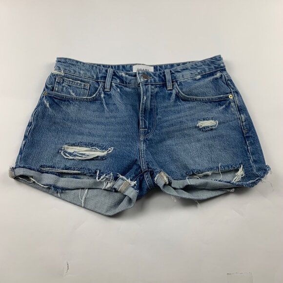 Frame Blue Denim Distressed Cutoff Jean Shorts 26 - Picture 1 of 4